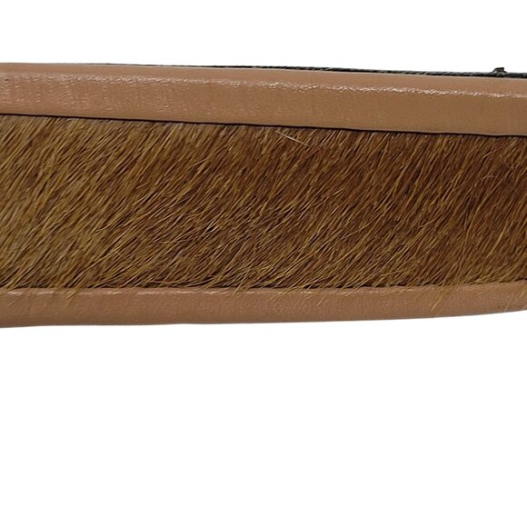 Vtg Liz Claiborne Tan Leather Pony Hair Belt Sz XL Cowgirl Boho Rodeo India - Picture 11 of 12